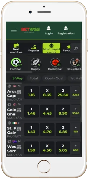 Betwgb Nigeria mobile app screenshot